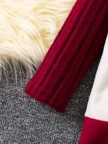 SHEIN Young Girl Mock Neck Tee & Cartoon Graphic Dress - Red and White - View 5