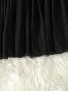 SHEIN Young Girl Contrast Sequin Big Bow Front Mesh Hem Dress - Multicolor - View 7