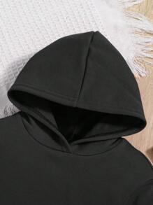 SHEIN 女婴花卉标语图案卫衣 - 黑色 - 查看 5