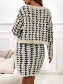 SHEIN Maternidad con estampado de pata de gallo Vestido de tirantes con Cazadora - Multicolor - Ver 2