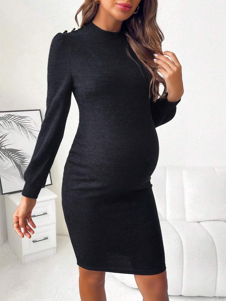 Maternity Mock Neck Bodycon Dress