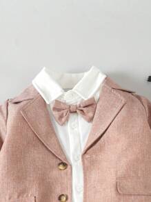 SHEIN 男婴绅士西装外套和裤子，时尚优雅，适合生日派对、晚会、婚礼、宝宝百天庆典和一岁生日