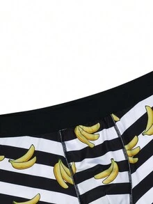 Mężczyźni W paski & Bananowy nadruk Bokserki - Wielokolorowe - Zobacz 4