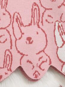 SHEIN Baby Girl Cartoon Pattern Asymmetrical Hem Sweater - Pink - View 4