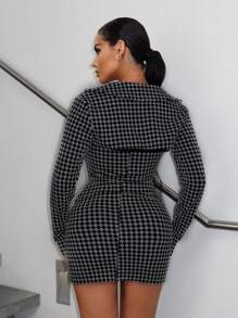 SHEIN SXY Plaid Print Tube Top & Asymmetrical Hem Bodycon Dress - Multicolor - View 2