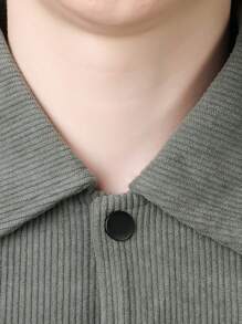 男士翻盖口袋保暖内衬灯芯绒夹克，防风 - 薄荷綠 - 查看 5