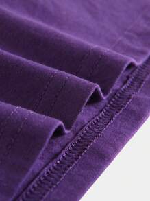 ROMWE MEN Street Life Men Cotton Butterfly & Slogan Graphic Y2k T-Shirt - Purple - View 4