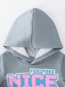 女嬰籃球和字母圖案連帽衫和運動褲