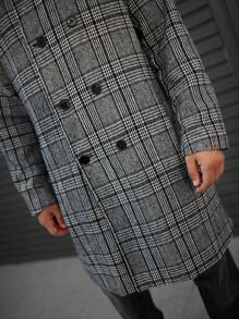 Manfinity Homme Lỏng lẻo phù hợp Nam Kẻ sọc Đôi ngực Áo khoác - Đen và trắng - Xem 8