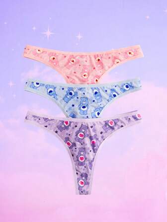 ROMWE X Care Bears 3pack Cartoon Graphic Thong