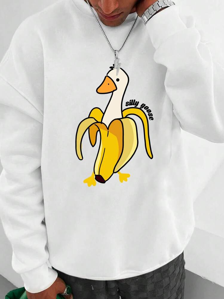 Men Plus Cartoon Graphic Drop Shoulder Sweatshirt