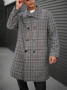 Manfinity Homme Lỏng lẻo phù hợp Nam Kẻ sọc Đôi ngực Áo khoác - Đen và trắng - Xem 5