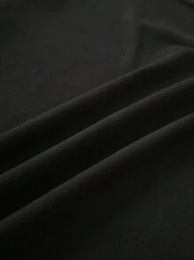 SHEIN EZwear Mũ Giáng sinh & In cốc Áo phông Crop - màu đen - Xem 7