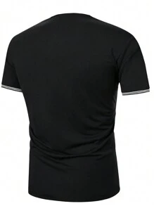 Manfinity Homme 男士條紋飾邊撞色T恤