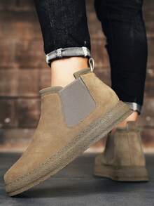 男士休閒舒服的短靴適用於秋冬 - 棕色 - 查看 2