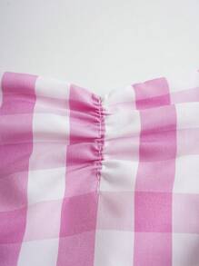 SHEIN Unity Gingham Tie Shoulder Cami Dress - Multicolor - View 5