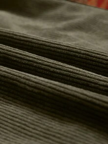 CILKOO Geo Print Drop Shoulder Corduroy Shirt - Army Green - View 8