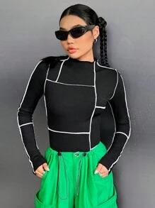 Coolane 頂針小高領T恤 - 黑色 - 查看 4