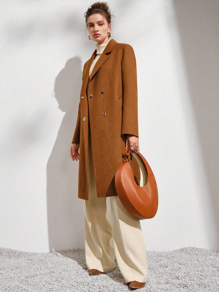 Lapel Collar Single Button Overcoat