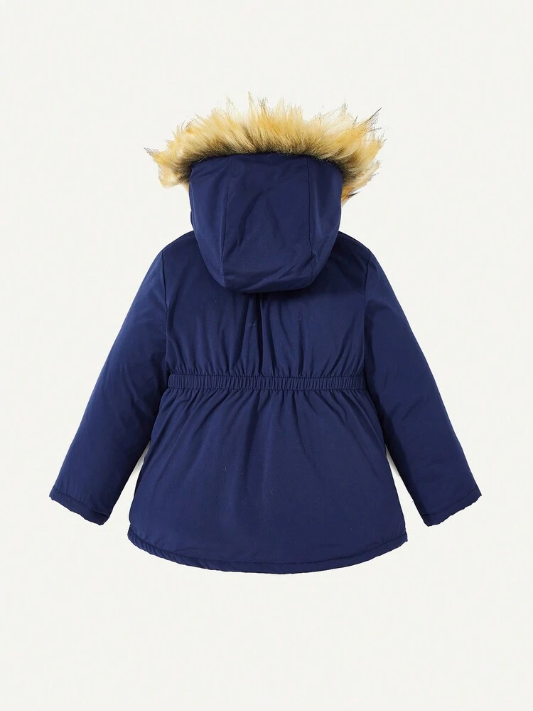 Baby Boy Fuzzy Trim Hooded Thermal Lined Parka Coat