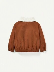 Cozy Pixies Bebé niño Cazadora con bolsillo con solapa cuello de borreguito con forro térmico - Café integral - Ver 2