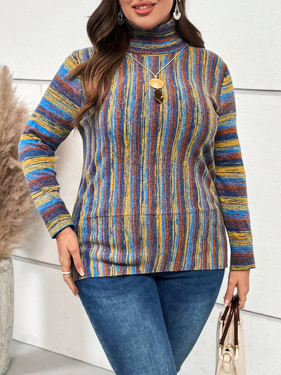 EMERY ROSE Áo len cao cổ Plus Space Dye - Nhiều màu - Xem 1