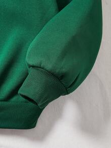 SHEIN Qutie Christmas Print Drop Shoulder Sweatshirt - Dark Green - View 6