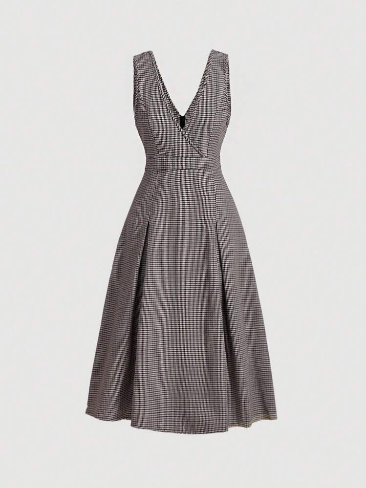 SHEIN MOD 千鳥格子プリント フォルドプリーツ ドレス | SHEIN JAPAN