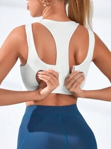 Cut Out Back Sports Bra - White - View 6