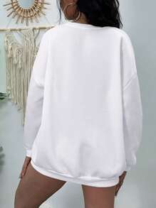 INAWLY Plus Letter Graphic Thermal Lined Sweatshirt, For Winter Graduation,Back To School Outfits,Graduation,Teacher Outfits For Women,Back To School Pullover Fall Outfit Autumn