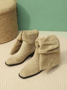 高跟鞋靴子 - 杏色 - 查看 8