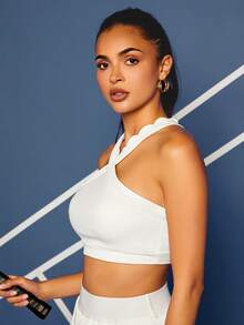 VARSITIE 運動瑜伽基礎胸罩，女士網球服裝 - 白色 - 查看 5