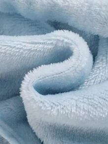 SHEIN Newborn Baby Boy 3D Ear Design Cartoon Embroidery Hooded Belted Sleep Robe - Teal Blue - View 4