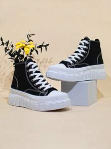 Women's Outdoor Thick Sole Wedge Sneakers, Breathable Casual Shoes For Everyday Wear