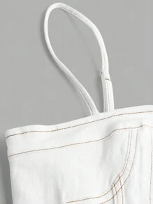 SHEIN Teen Girl Top-stitching Asymmetrical Hem Cami Top