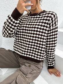 SHEIN Unity 滿版圖案落肩袖套頭毛衣 - 彩色 - 查看 6