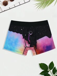 男士星空圖案平角內褲 - 彩色 - 查看 3