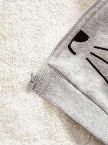 Cozy Pixies Baby Girl Cartoon Graphic Zip Up Thermal Sweatshirt - Light Grey - View 4