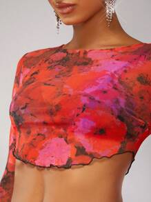 SHEIN BAE Áo crop top in hoa xà lách - Nhiều màu - Xem 6