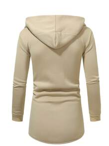 Manfinity Homme Men Letter Graphic Open Front Hoodie - Khaki - View 2