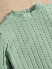 SHEIN Đầm Cổ Giả Họa Tiết Chữ Cô Gái Trẻ - màu xanh lá - Xem 4