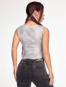 SHEINNeu 撞色前打結背心上衣 - 棕色 - 查看 2