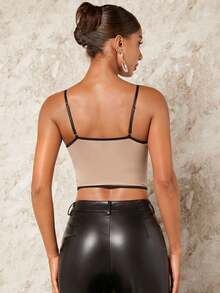 SHEIN BAE Top de tirantes bustier unido en contraste - Negro - Ver 2