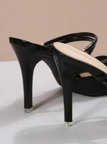 2024 New Women Gentle Closed Toe High Heel Shoes, Elegant Lady Slip-On Mules - Black - View 5