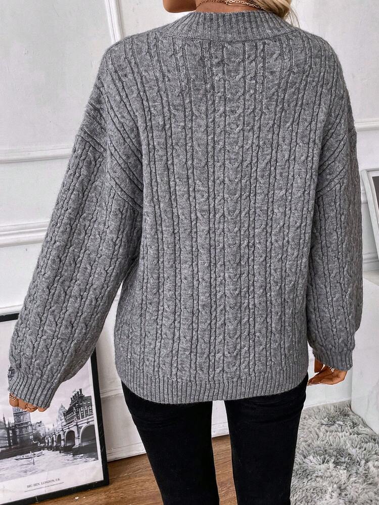 Cable Knit Drop Shoulder Knit Pullover Fall Winter Sweater