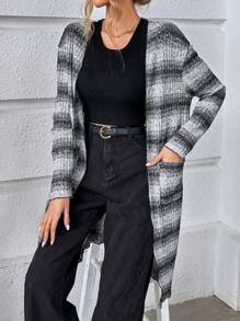 SHEIN Essnce 條紋印花落肩袖開門襟外套 - 彩色 - 查看 3