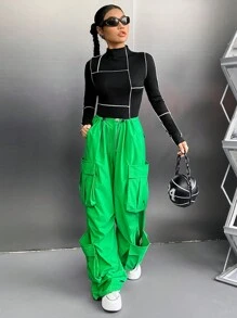 Coolane 頂針小高領T恤 - 黑色 - 查看 3