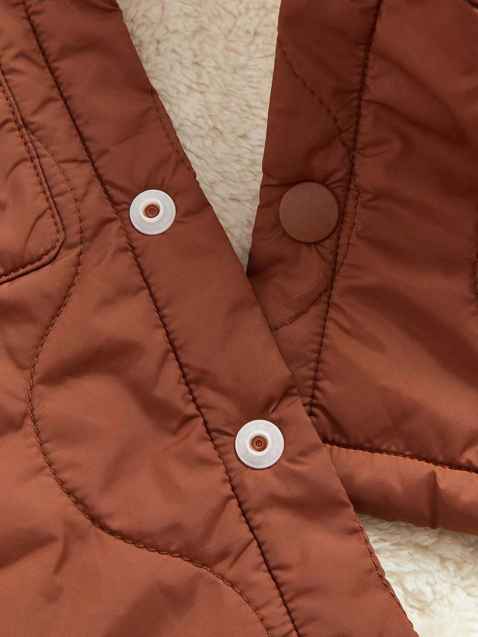 Baby Boy Slogan Patched Detail Button Front Thermal Lined Padded Coat