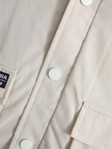 SHEIN Young Boy Letter Patched Flap Pocket Thermal Lined Hooded Coat