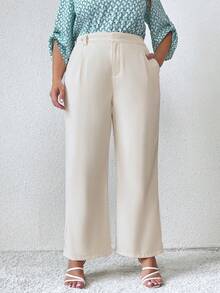 SHEIN Unity 大碼純色斜袋褲 - 杏色 - 查看 3